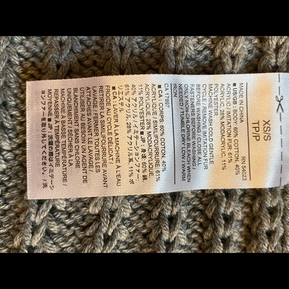 Banana Republic Fur Trimmed Hood Poncho XS - Picture 6 of 7